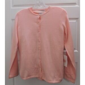 New Sutton Studio Bloomingdale's Pink Cotton Blend 2pc‎ Cardigan Twinset sz S